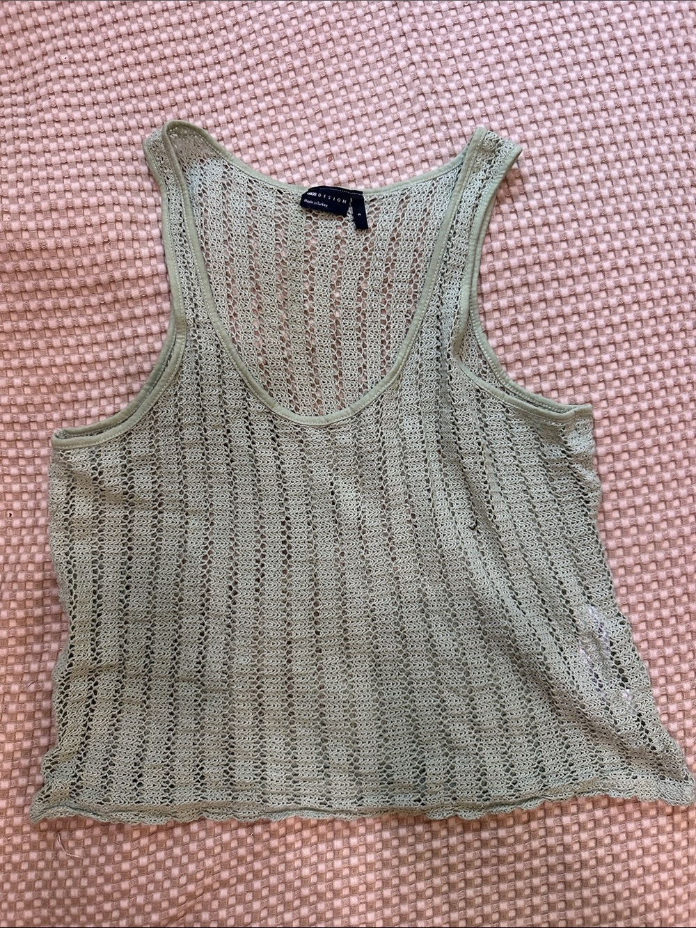 ASOS Olive Knit Mesh Cotton Tank Top